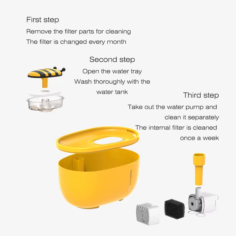 Automatic Cat Water Fountain with USB Electric Filter, 2L Capacity, Silent Recirculating Water Dispenser for Cats and Dogs