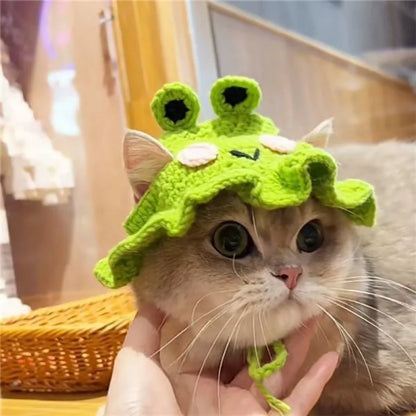 Handcrafted Elastic Woven Cat Hat - Knitted Headwear for Pets, Ideal for Parties and Photo Shoots, Decorative Cat Accessories