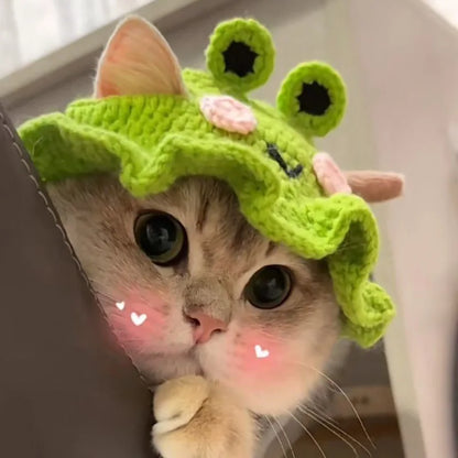 Handcrafted Elastic Woven Cat Hat - Knitted Headwear for Pets, Ideal for Parties and Photo Shoots, Decorative Cat Accessories