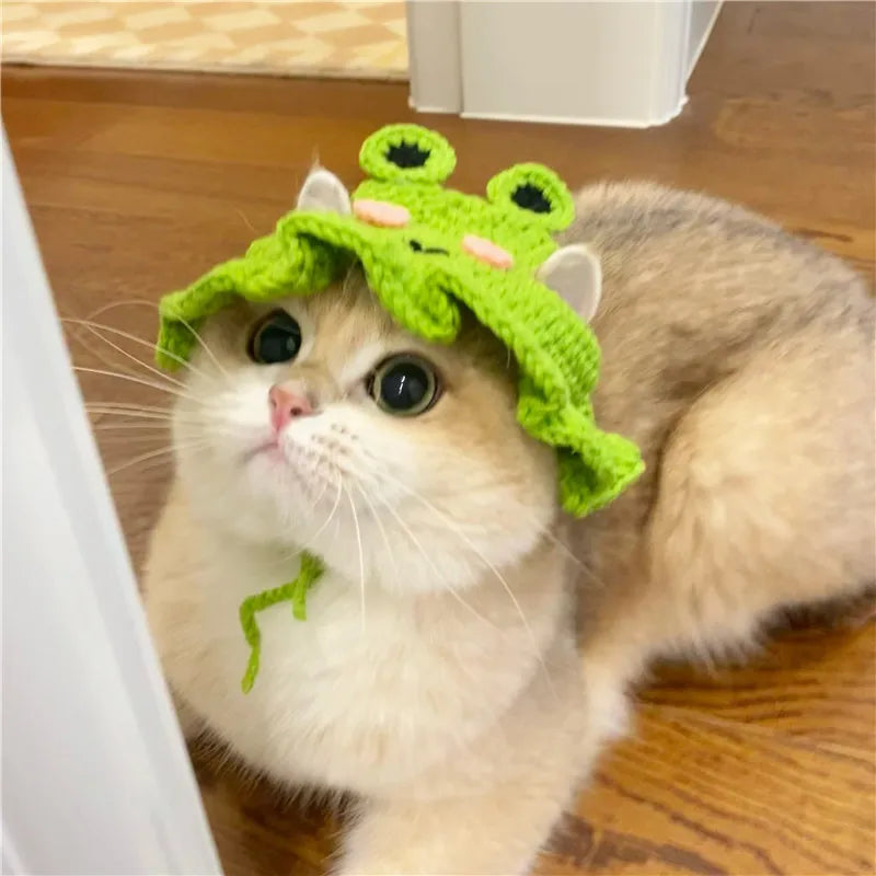 Handcrafted Elastic Woven Cat Hat - Knitted Headwear for Pets, Ideal for Parties and Photo Shoots, Decorative Cat Accessories