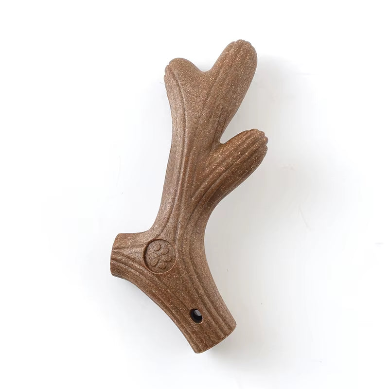 Durable Pine Wood Dog Chew Toy for Dental Care - Interactive Bone-Shaped Puppy Toy