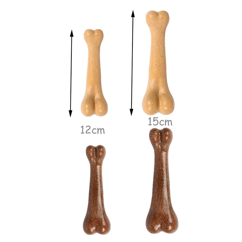 Durable Pine Wood Dog Chew Toy for Dental Care - Interactive Bone-Shaped Puppy Toy
