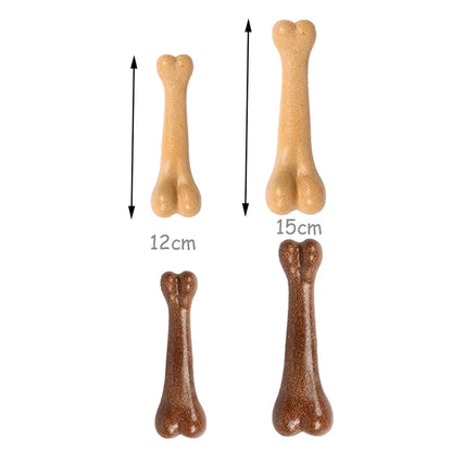 Durable Pine Wood Dog Chew Toy for Dental Care - Interactive Bone-Shaped Puppy Toy