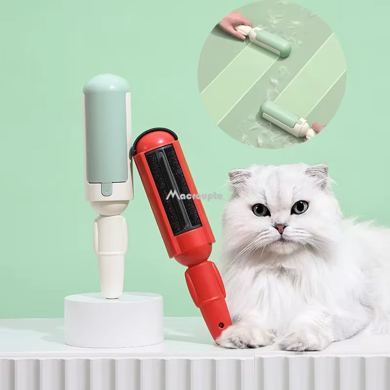 Electrostatic Multi-Purpose Pet Hair Remover Brush with Self-Cleaning Lint Roller for Cats and Dogs