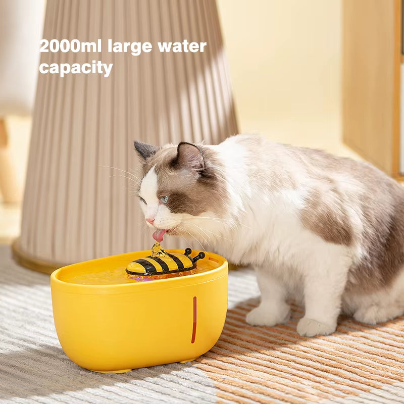 Automatic Cat Water Fountain with USB Electric Filter, 2L Capacity, Silent Recirculating Water Dispenser for Cats and Dogs