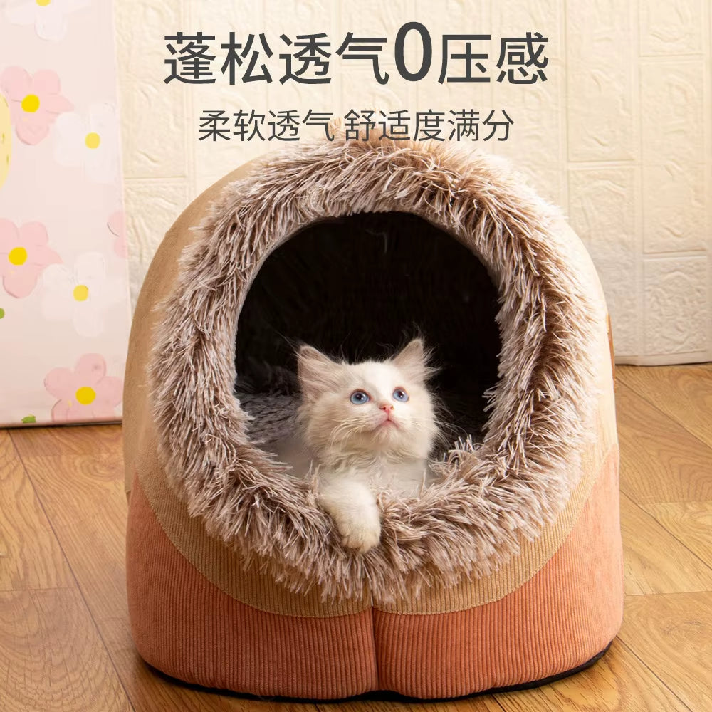 Self-Warming Winter Dog Bed and Cozy Cat Sleeping Tent - Indoor Kennel for Small to Medium Pets
