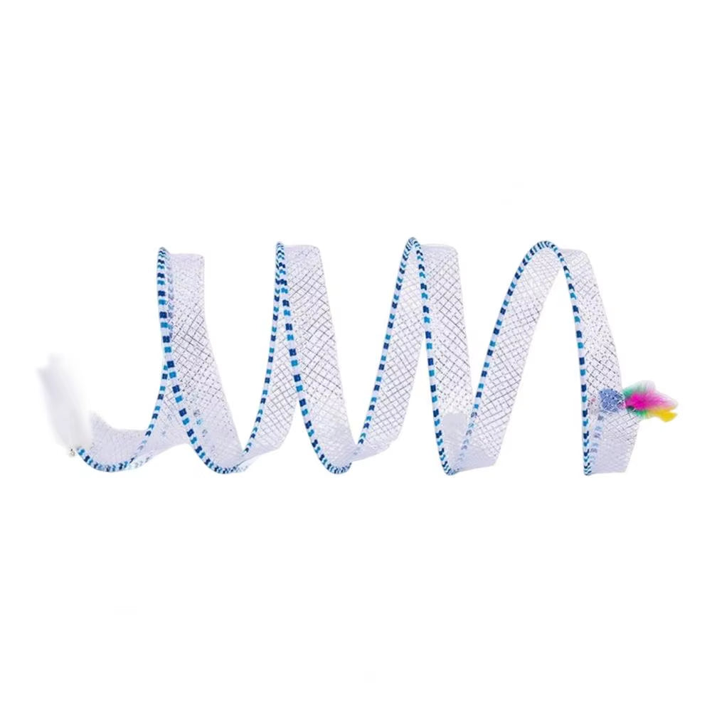 Interactive Foldable Cat Tunnel Toy with Plush and Feather Elements for Hunting and Decompression, 65x30 cm