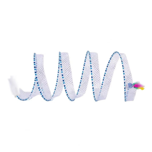 Interactive Foldable Cat Tunnel Toy with Plush and Feather Elements for Hunting and Decompression, 65x30 cm