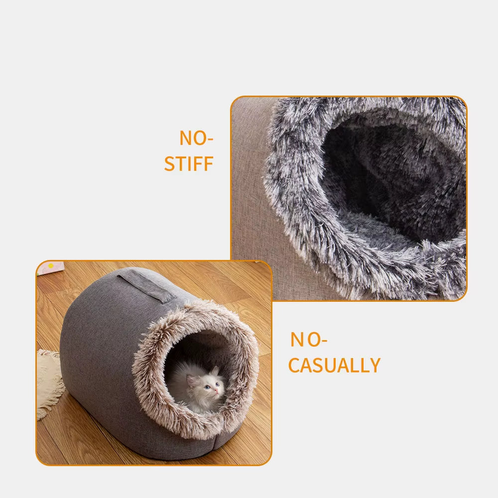 Self-Warming Winter Dog Bed and Cozy Cat Sleeping Tent - Indoor Kennel for Small to Medium Pets