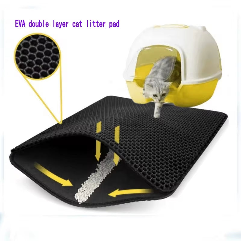 Double Layer Waterproof Cat Litter Mat - Non-Slip Washable Pet Pad for Litter Boxes