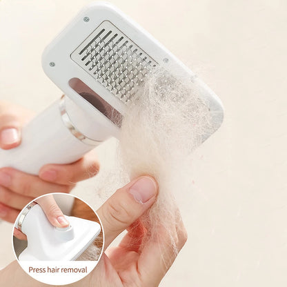 2-in-1 Quiet Pet Dryer and Grooming Brush for Dogs and Cats - Low Noise Temperature Control Hair Blower and Comb Kit