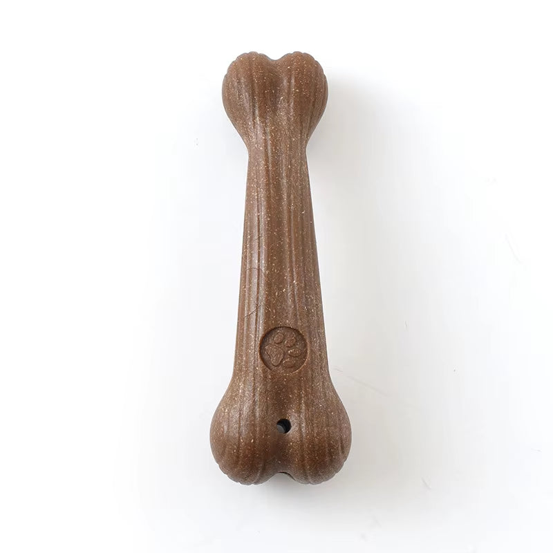 Durable Pine Wood Dog Chew Toy for Dental Care - Interactive Bone-Shaped Puppy Toy