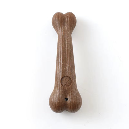 Durable Pine Wood Dog Chew Toy for Dental Care - Interactive Bone-Shaped Puppy Toy