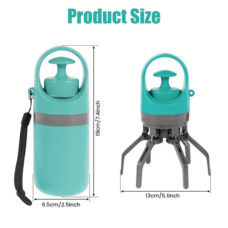 Portable Dog Waste Management Tool with Built-In Garbage Bag and No-Touch Design