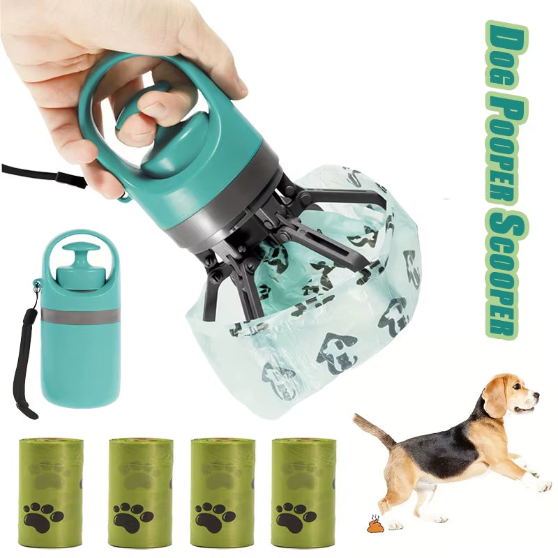 Portable Dog Waste Management Tool with Built-In Garbage Bag and No-Touch Design