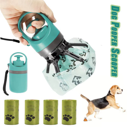 Portable Dog Waste Management Tool with Built-In Garbage Bag and No-Touch Design