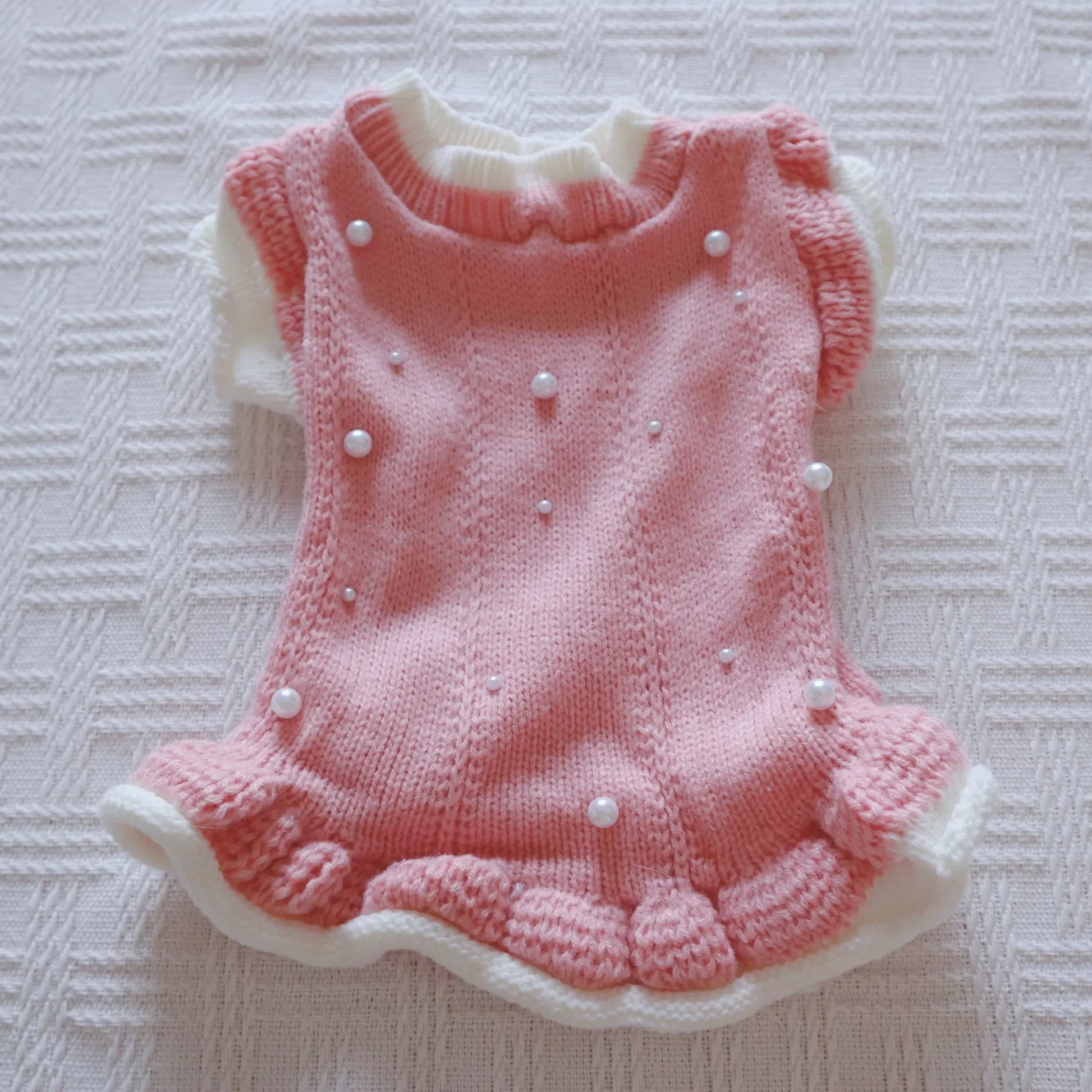 Pink Pearl Curly Sleeveless Sweater for Dogs - Warm Autumn/Winter Pet Apparel