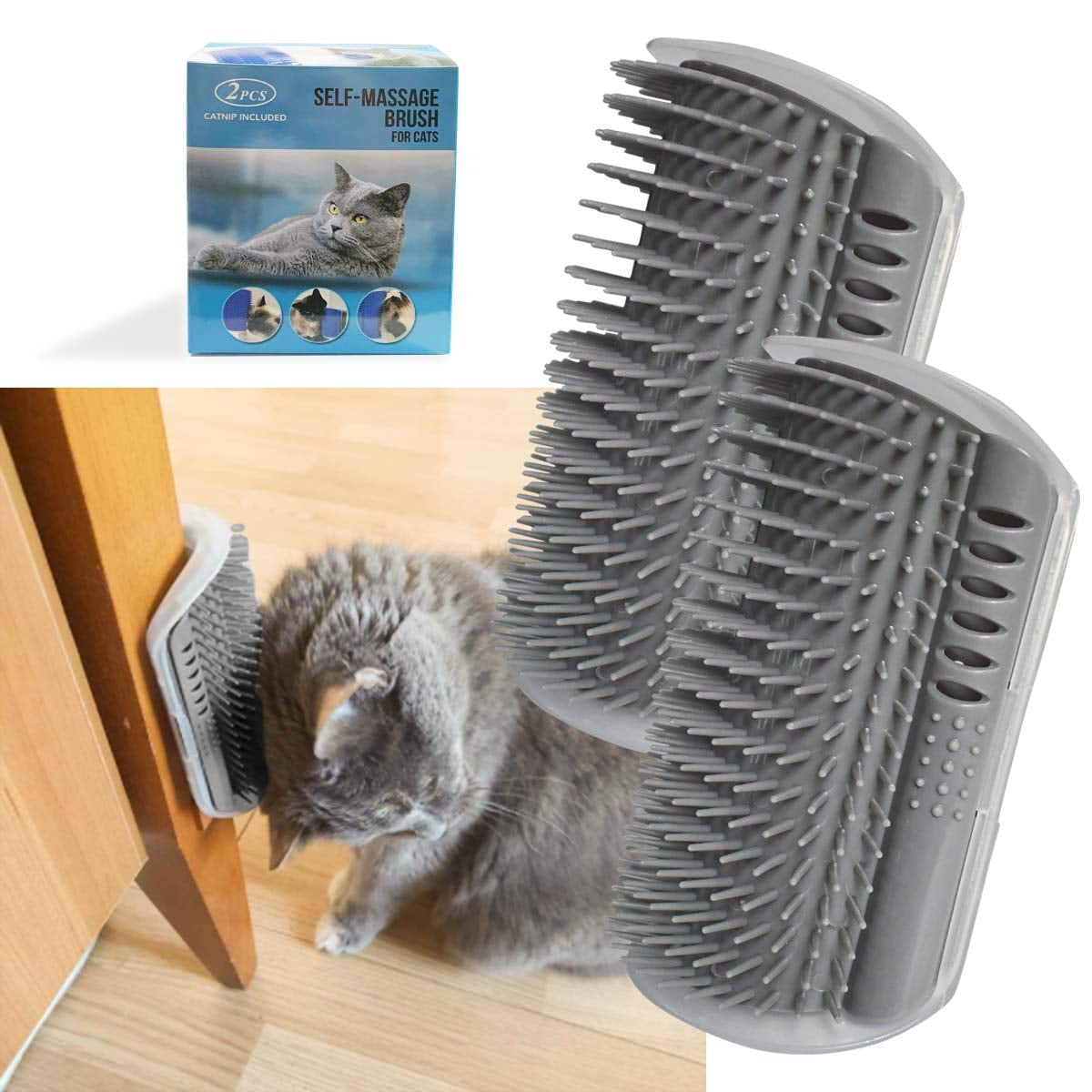 Indulge Your Feline Friends with the 2 Pack Softer Self Groomer - Catnip-Infused Wall Corner Massage Comb for Effortless Grooming and Comfort!
