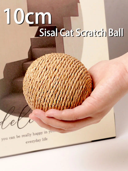 10CM Interactive Sisal Cat Scratching Ball Toy for Dental Care and Playful Engagement