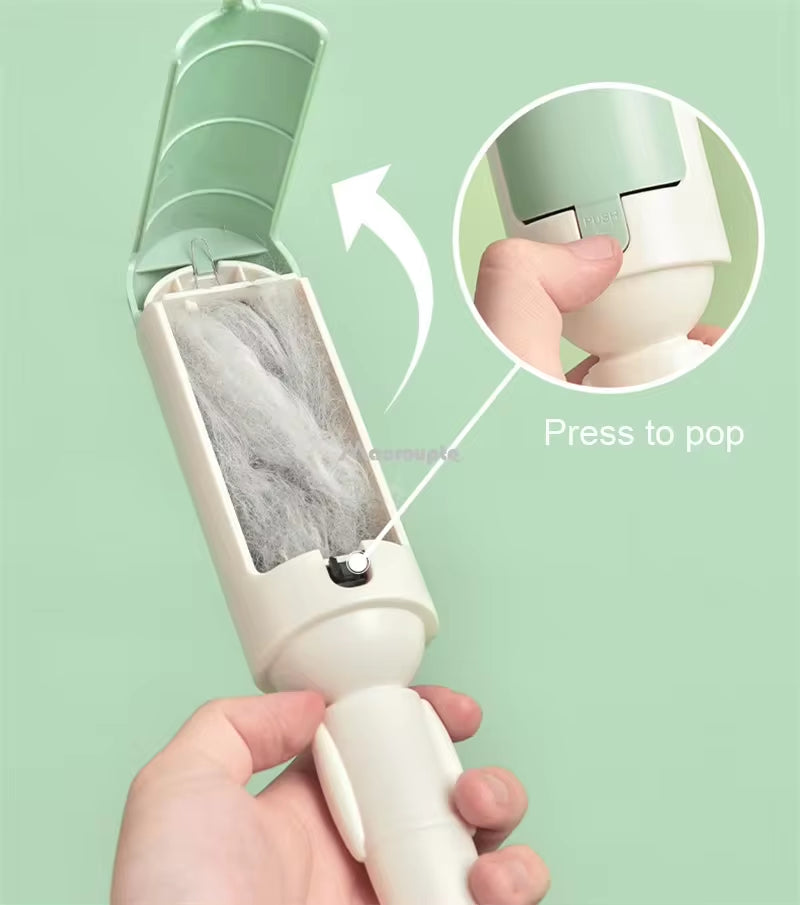 Electrostatic Multi-Purpose Pet Hair Remover Brush with Self-Cleaning Lint Roller for Cats and Dogs